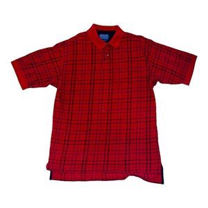 Pendleton Vintage cotton polo shirt Red plaid Size Large